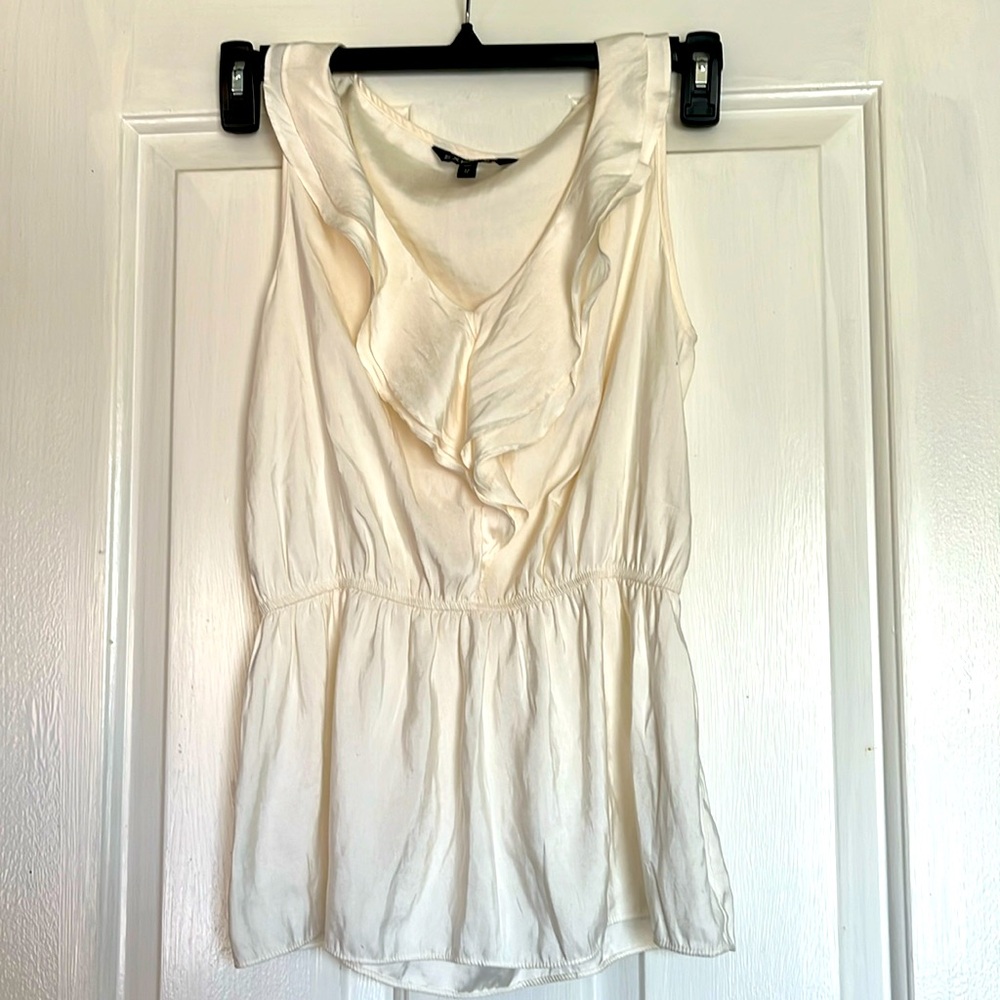 ✨EUC✨ EXPRESS CINCHED WAIST RUFFLE TANK in CREAM SZ XS